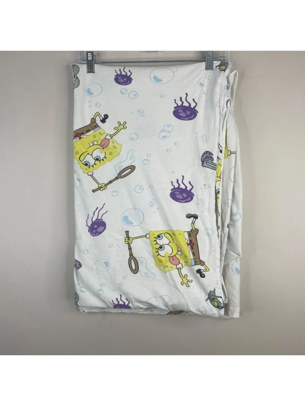 Spongebob Squarepants Flat Twin Bed Sheet Flannel‎ Squidward Plankton 91